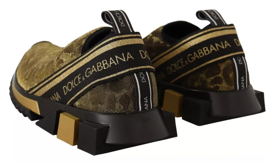 Dolce &amp; Gabbana Gold Glitter Leopard Sorrento Sneakers Schuhe