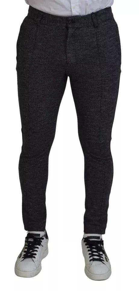 Dolce &amp; Gabbana Gray Chevron Viscose Skinny Pants