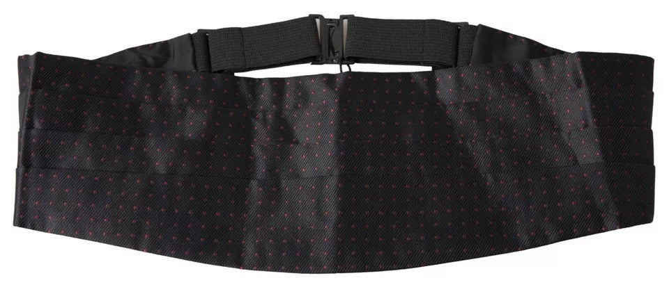 Dolce &amp; Gabbana Black Silk Dotted Waist Tuxedo Belt Cummerbund