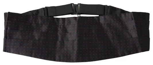 Dolce &amp; Gabbana Black Silk Dotted Waist Tuxedo Belt Cummerbund