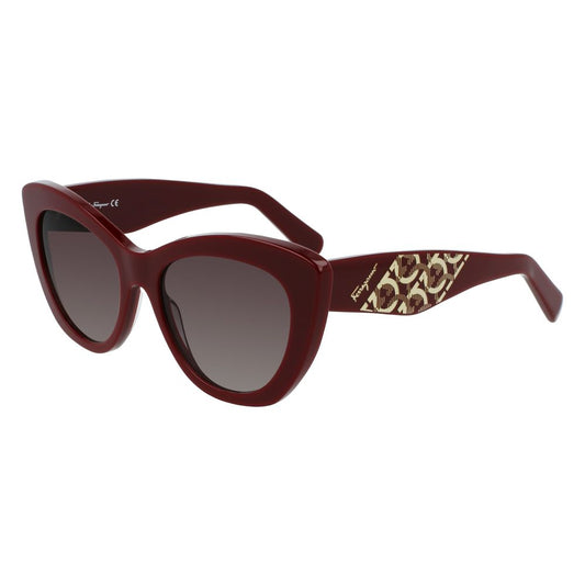 Salvatore Ferragamo – Bordeauxfarbene Acetat-Sonnenbrille