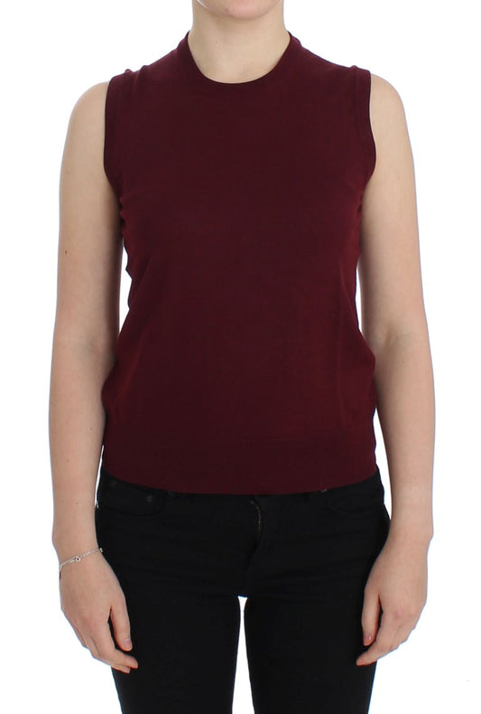 Roter ärmelloser Westepullover mit Rundhalsausschnitt von Dolce &amp; Gabbana