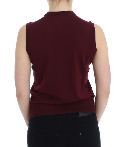 Roter ärmelloser Westepullover mit Rundhalsausschnitt von Dolce &amp; Gabbana