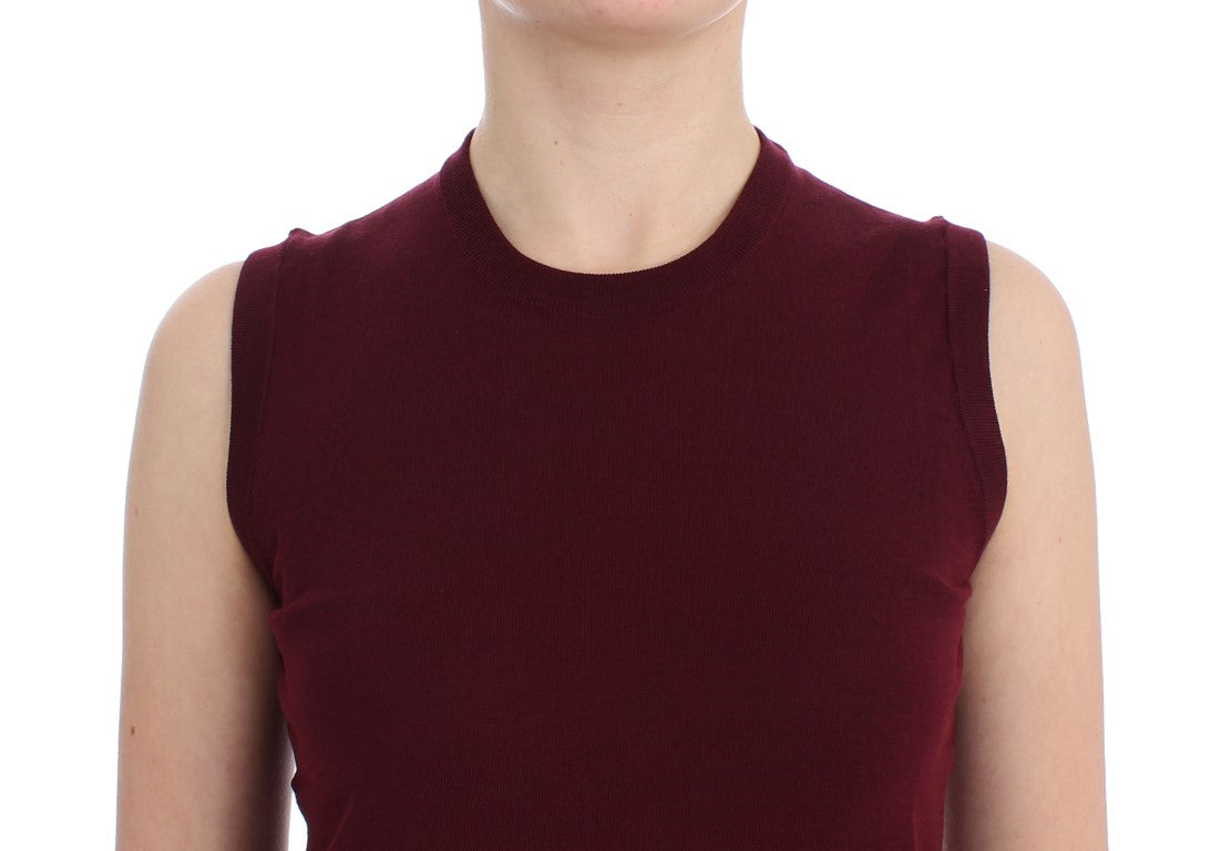 Roter ärmelloser Westepullover mit Rundhalsausschnitt von Dolce &amp; Gabbana
