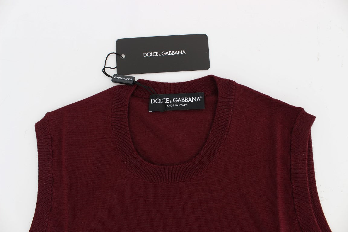 Roter ärmelloser Westepullover mit Rundhalsausschnitt von Dolce &amp; Gabbana