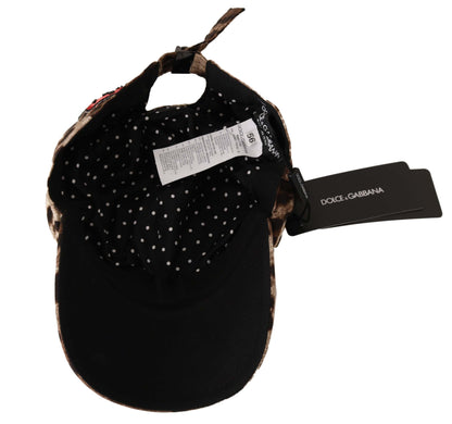 Dolce &amp; Gabbana – Baseballmütze mit Leoparden-Pailletten-Applikation „Sicily“ in Braun
