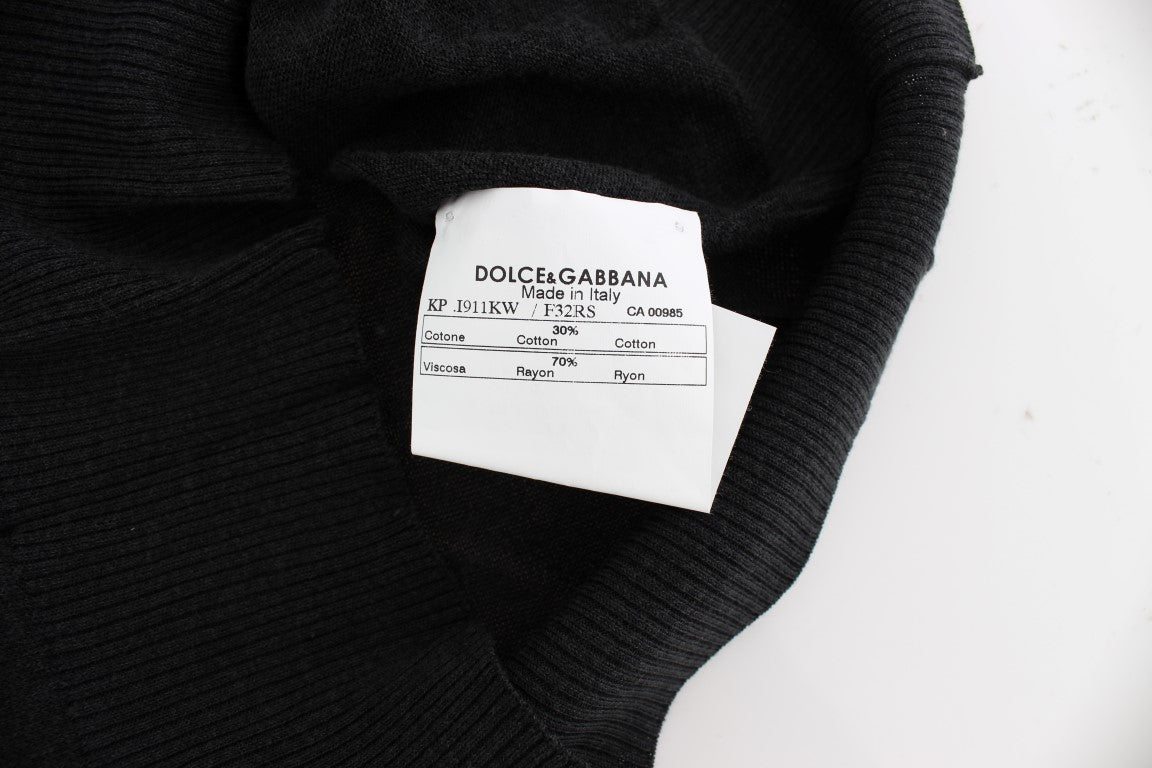 Dolce &amp; Gabbana – Schwarzer ärmelloser Westepullover mit Rundhalsausschnitt