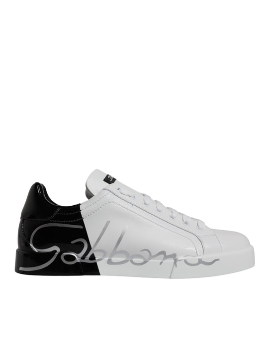 Dolce &amp; Gabbana – Portofino-Sneaker mit Logo in Weiß und Schwarz