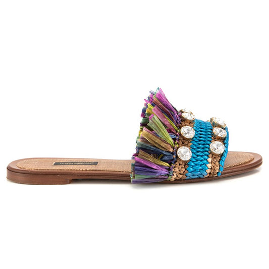Dolce &amp; Gabbana Mehrfarbige Damensandalen aus Lammleder