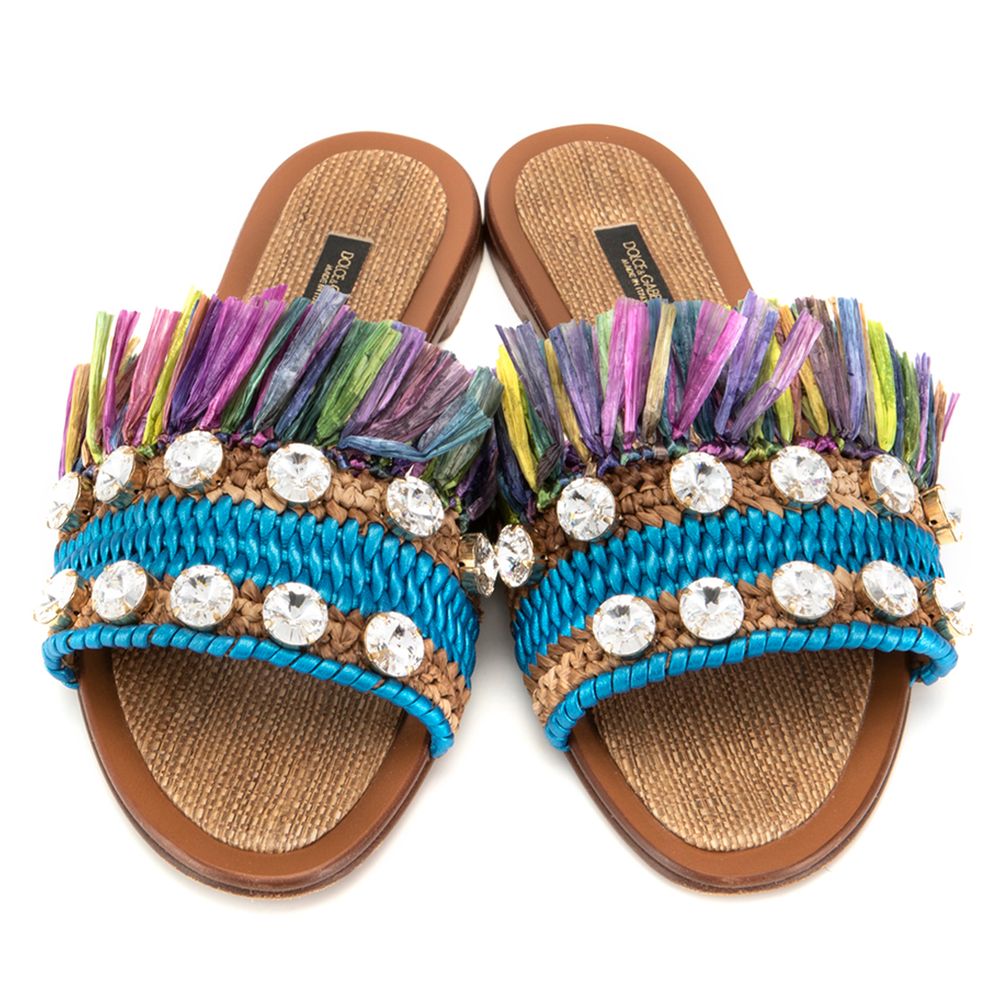 Dolce &amp; Gabbana Mehrfarbige Damensandalen aus Lammleder