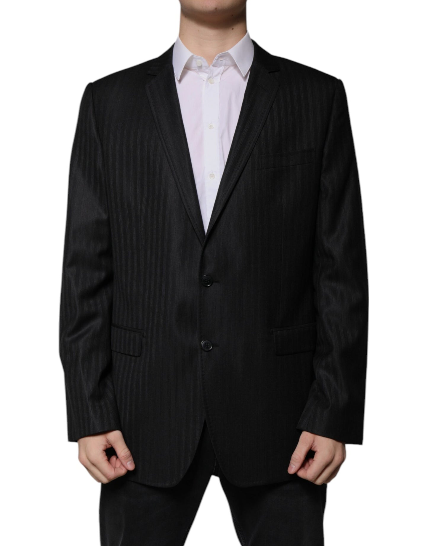 Dolce &amp; Gabbana – Einreihiger Blazer aus Wolle mit schwarzen Streifen