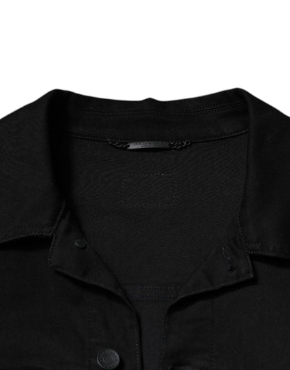 Dolce &amp; Gabbana Schwarze DG-Jeansjacke aus Baumwollstretch