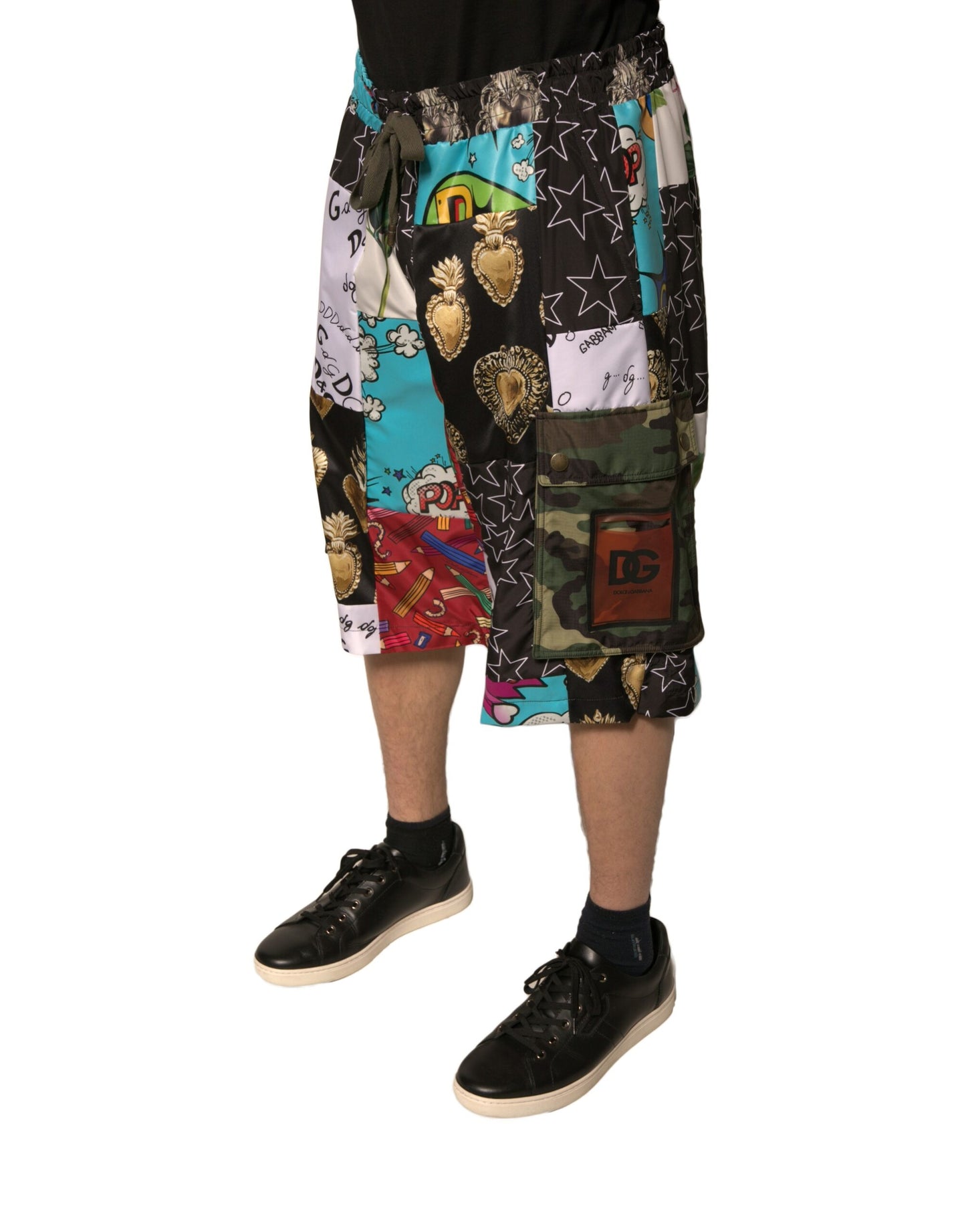 Dolce &amp; Gabbana – Mehrfarbige Patchwork-Cargo-Bermudashorts