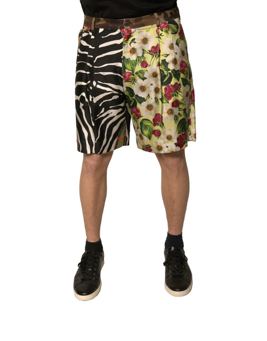 Dolce &amp; Gabbana Mehrfarbige Chino-Shorts aus Seide im Patchwork-Stil für Herren