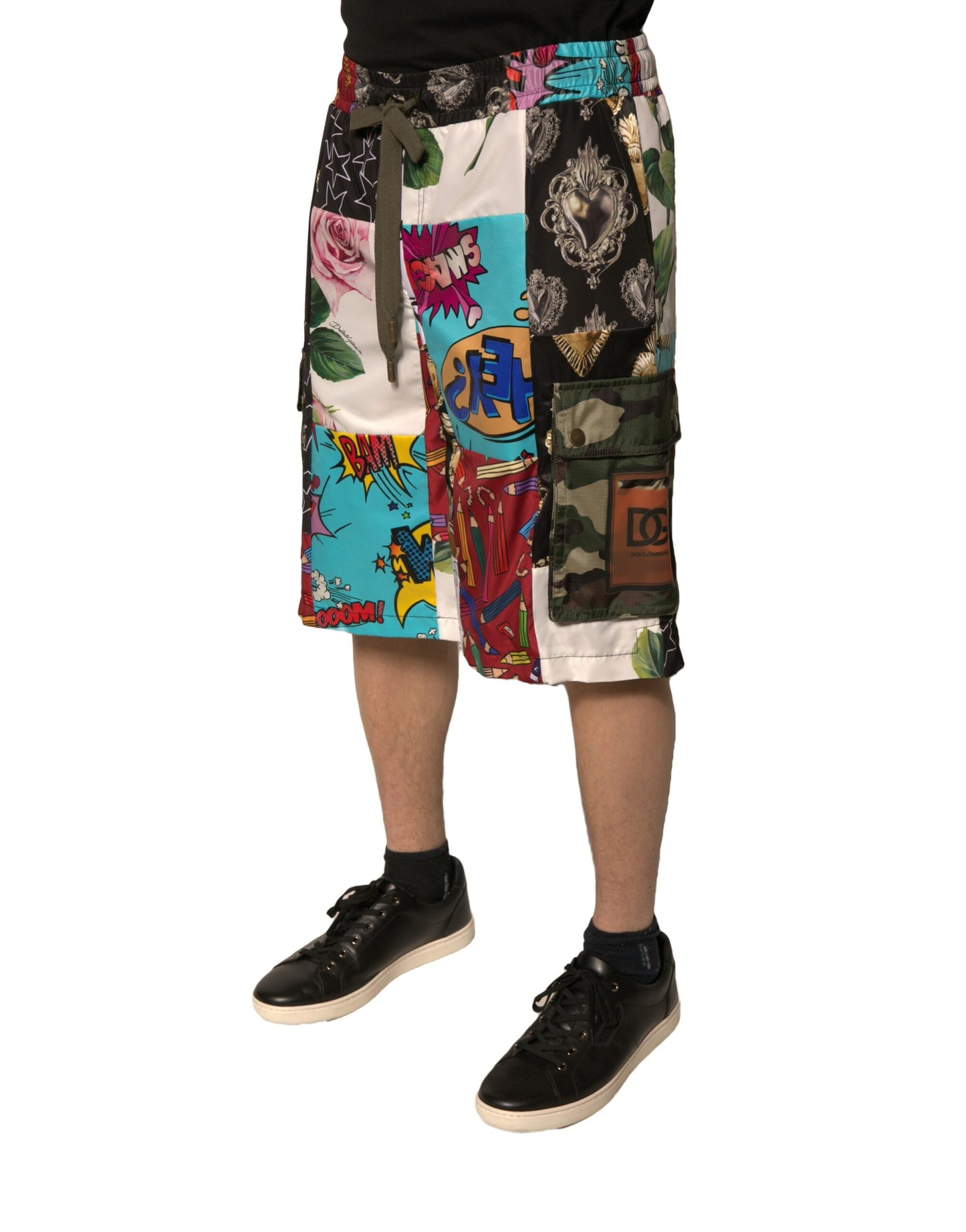 Dolce &amp; Gabbana – Mehrfarbige Patchwork-Cargo-Bermudashorts