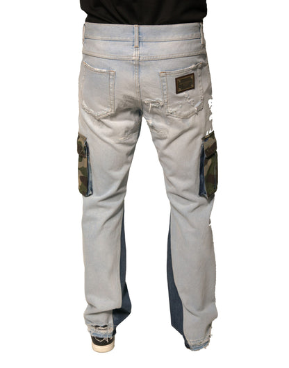 Dolce &amp; Gabbana Hellblaue Cargo-Jeans aus Baumwolle mit geradem Schnitt