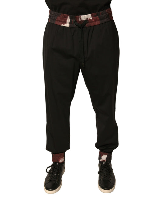 Dolce &amp; Gabbana Black Camouflage Wool Jogger Sweatpants Pants