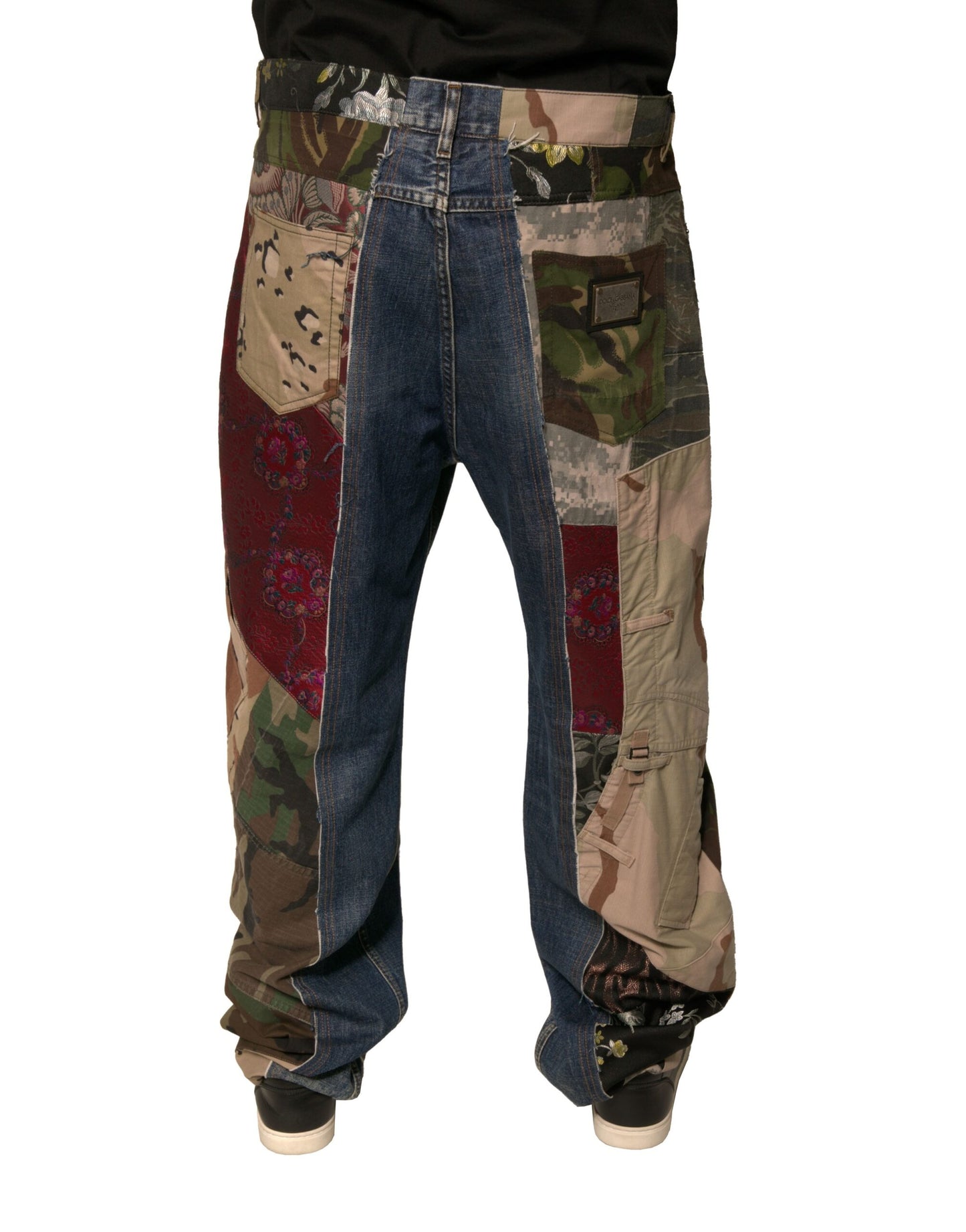 Dolce &amp; Gabbana Blaue Patchwork-Jeans aus Baumwolle mit geradem Schnitt