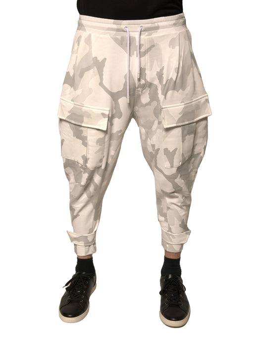 Dolce &amp; Gabbana White Camouflage Cargo Jogger Pants