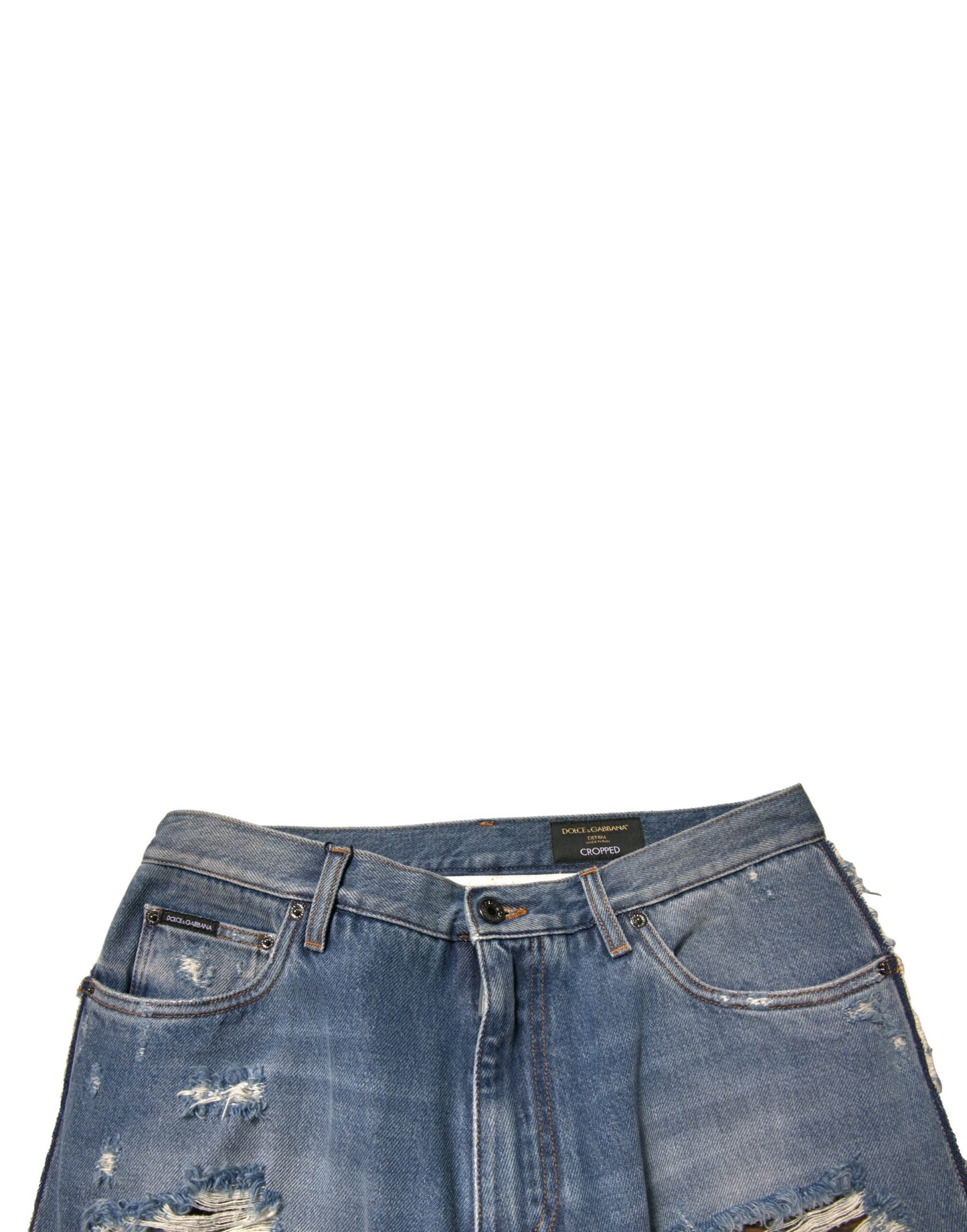 Dolce &amp; Gabbana – Blaue, zerfetzte, gerade geschnittene Jeans