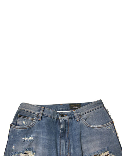 Dolce &amp; Gabbana – Blaue, zerfetzte, gerade geschnittene Jeans