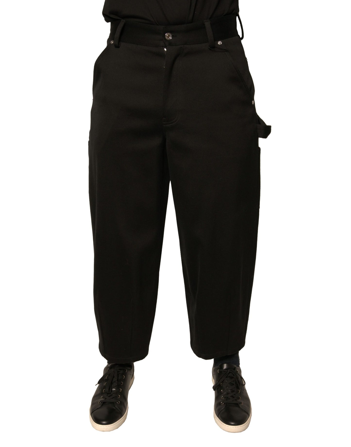 Dolce &amp; Gabbana Black Cotton Mid Waist Cropped Pants