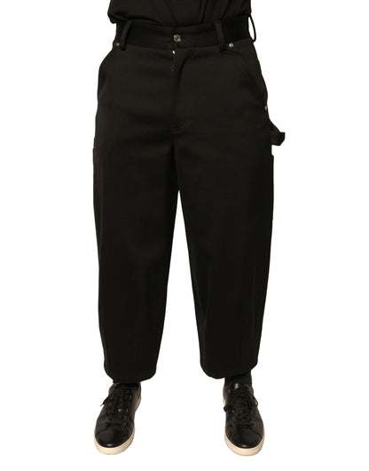 Dolce &amp; Gabbana Black Cotton Mid Waist Cropped Pants