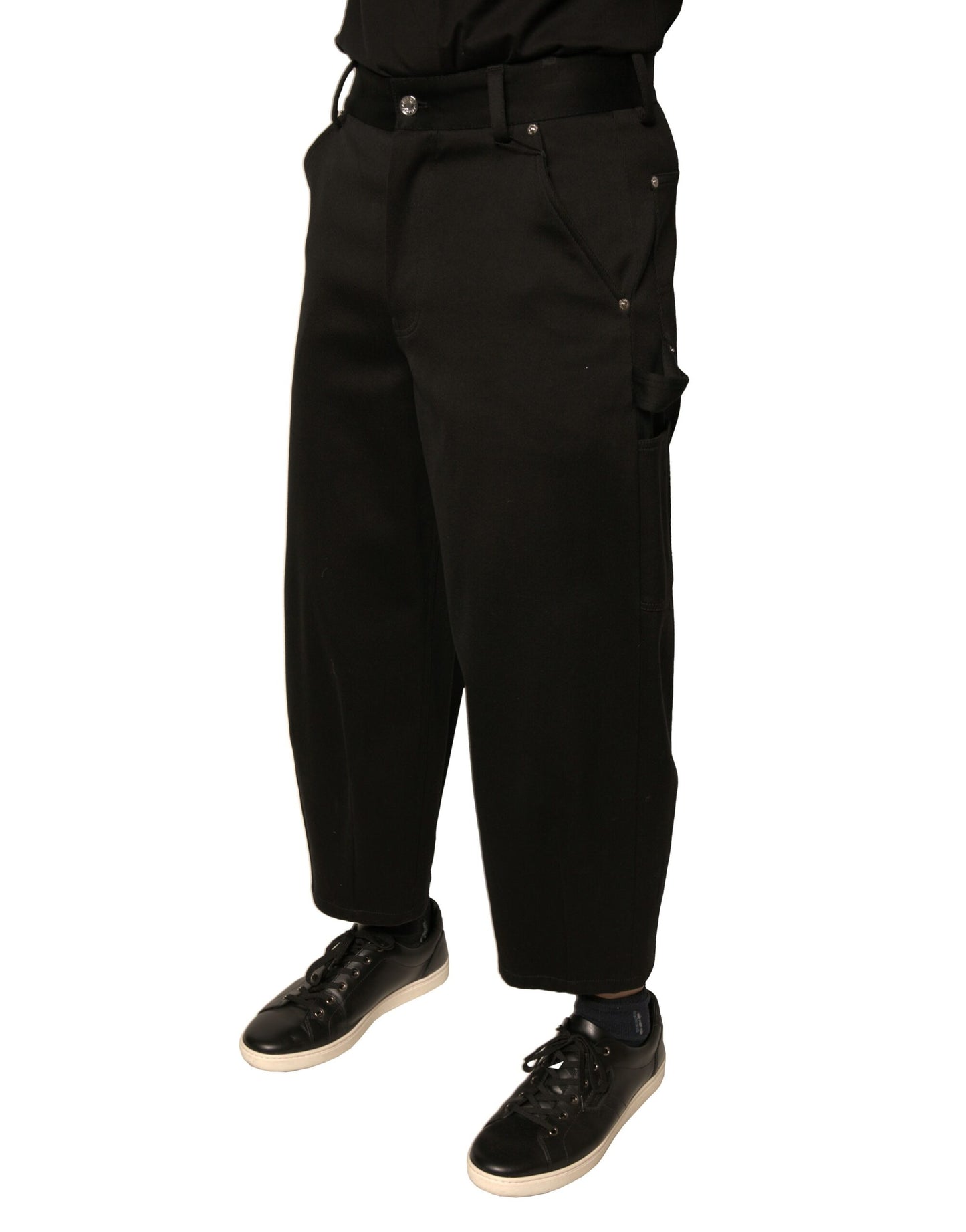 Dolce &amp; Gabbana Black Cotton Mid Waist Cropped Pants