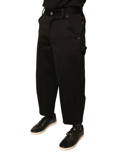 Dolce &amp; Gabbana Black Cotton Mid Waist Cropped Pants