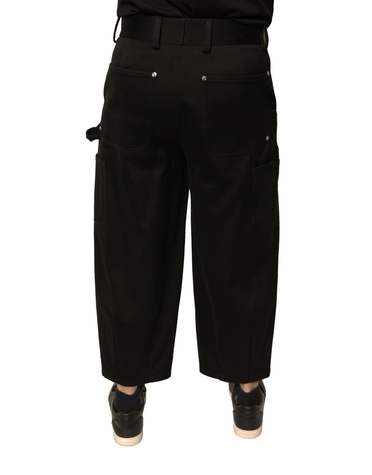 Dolce &amp; Gabbana Black Cotton Mid Waist Cropped Pants