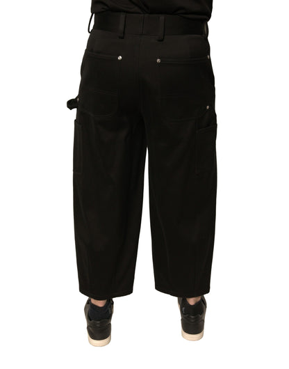 Dolce &amp; Gabbana Black Cotton Mid Waist Cropped Pants