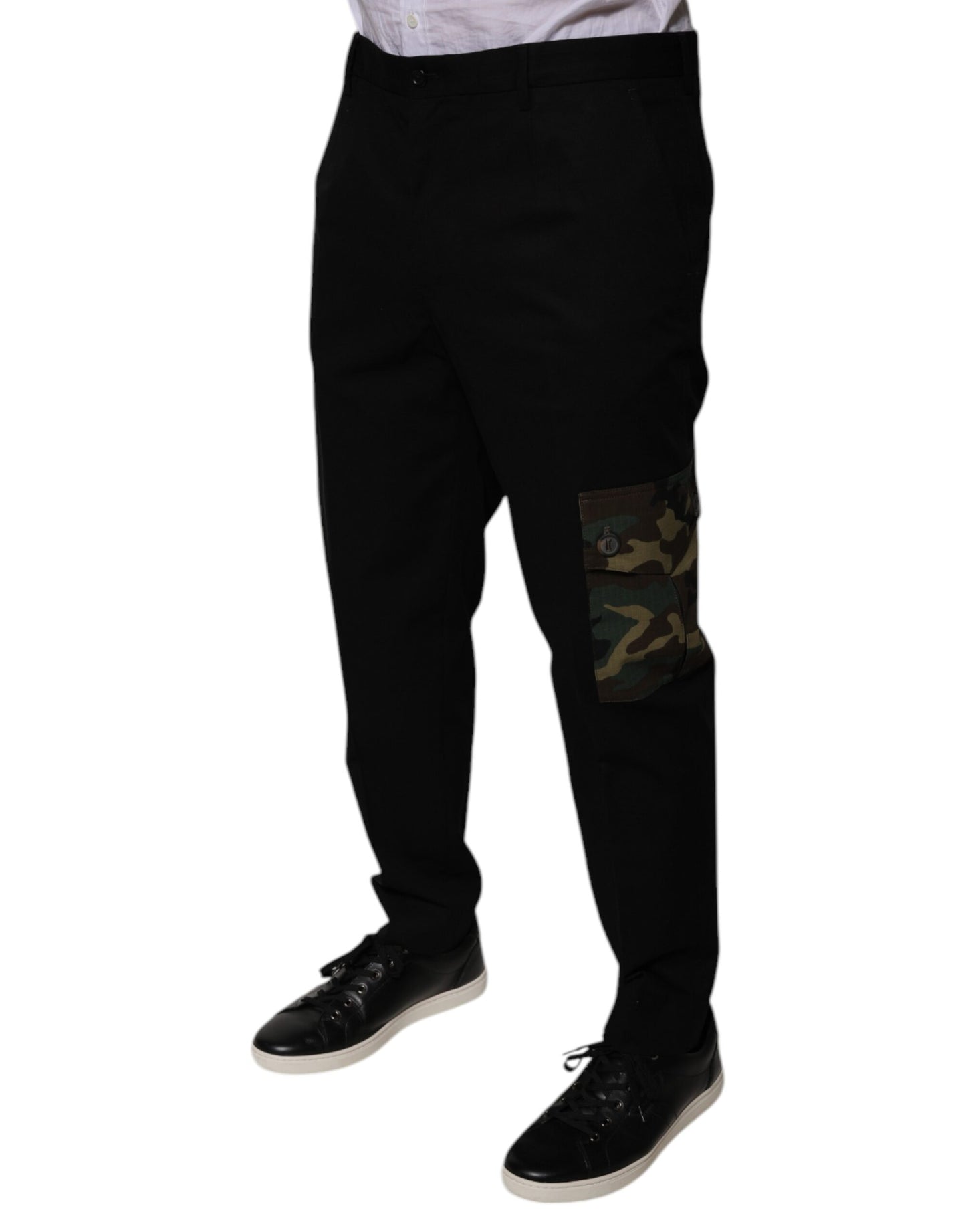 Dolce &amp; Gabbana Black Cotton Men Cargo Casual Pants