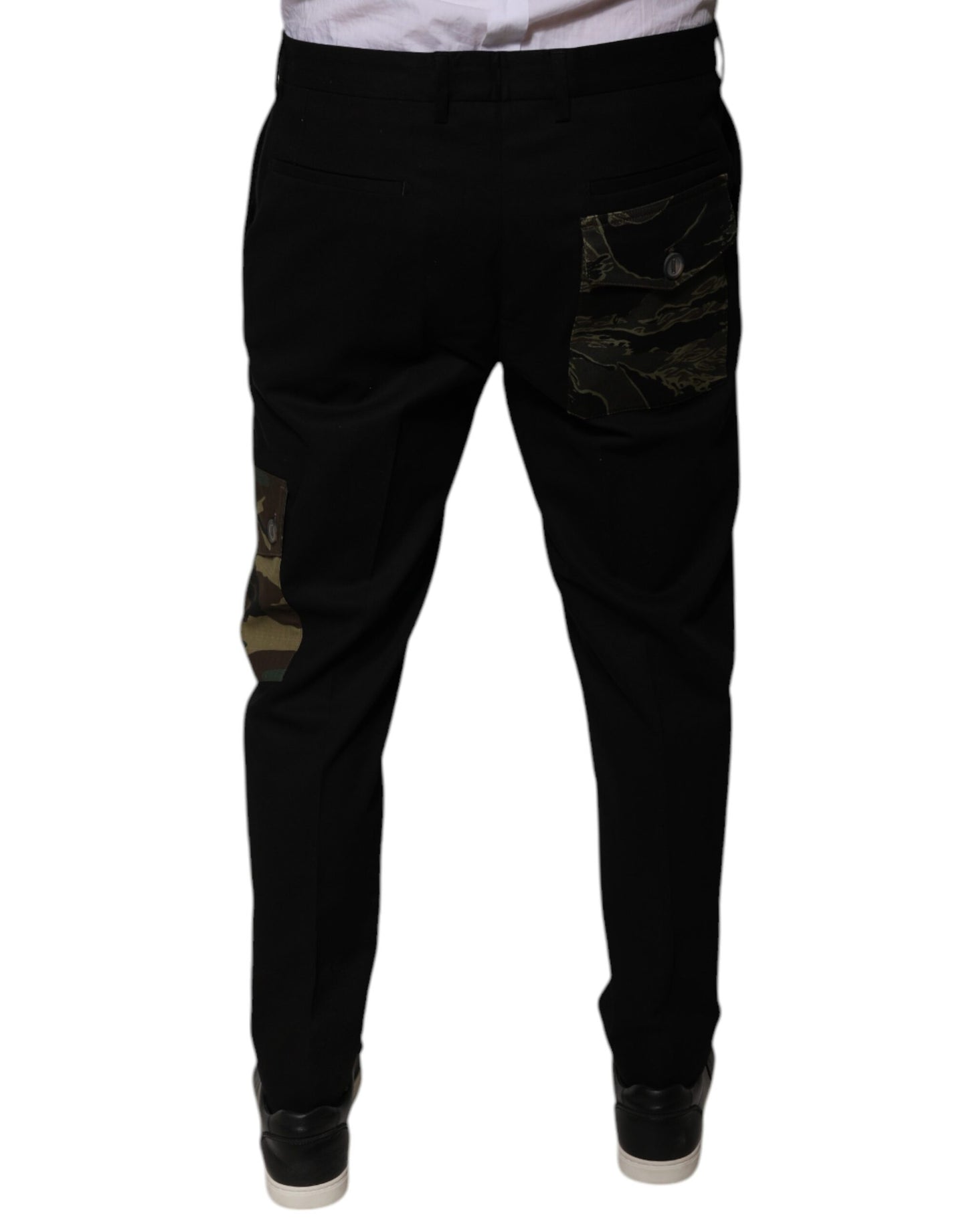 Dolce &amp; Gabbana Black Cotton Men Cargo Casual Pants