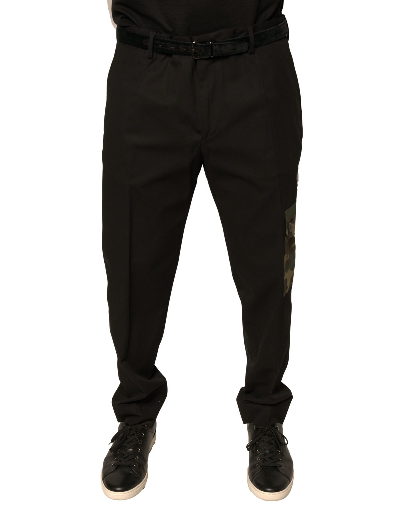 Dolce &amp; Gabbana Black Cotton Men Cargo Casual Pants
