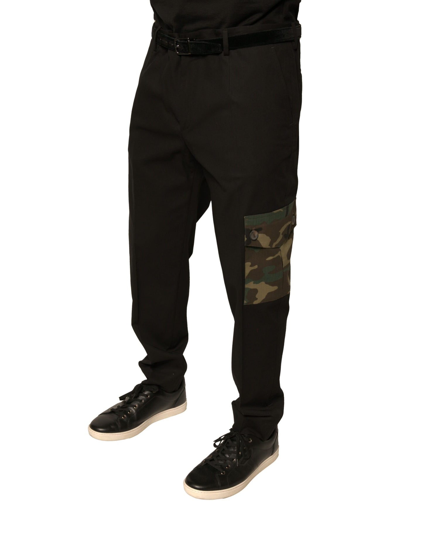 Dolce &amp; Gabbana Black Cotton Men Cargo Casual Pants