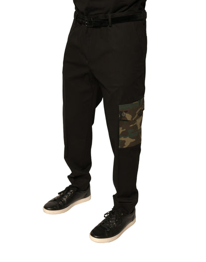 Dolce &amp; Gabbana Black Cotton Men Cargo Casual Pants