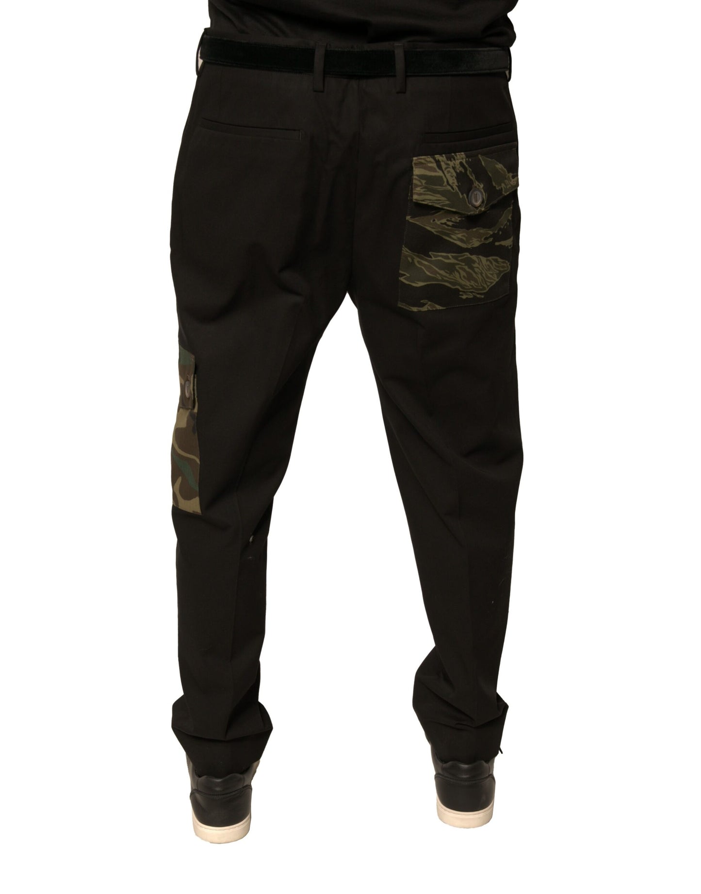 Dolce &amp; Gabbana Black Cotton Men Cargo Casual Pants
