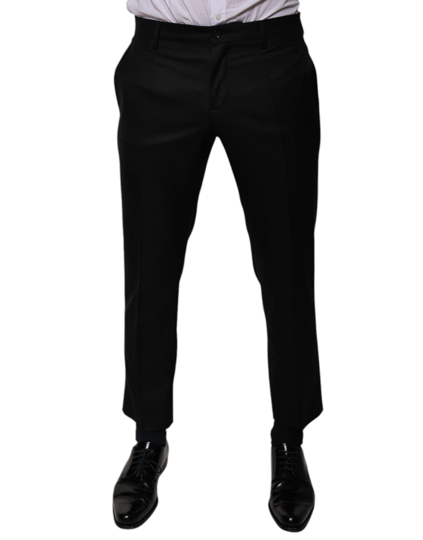 Dolce &amp; Gabbana Black Wool Tapered Formal Dress Pants
