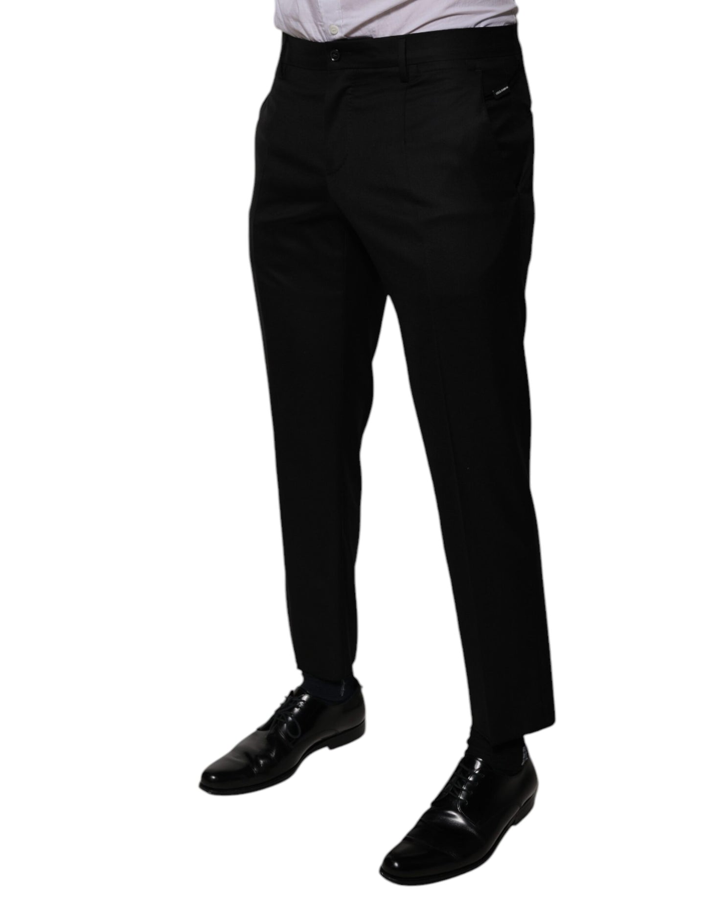 Dolce &amp; Gabbana Black Wool Tapered Formal Dress Pants