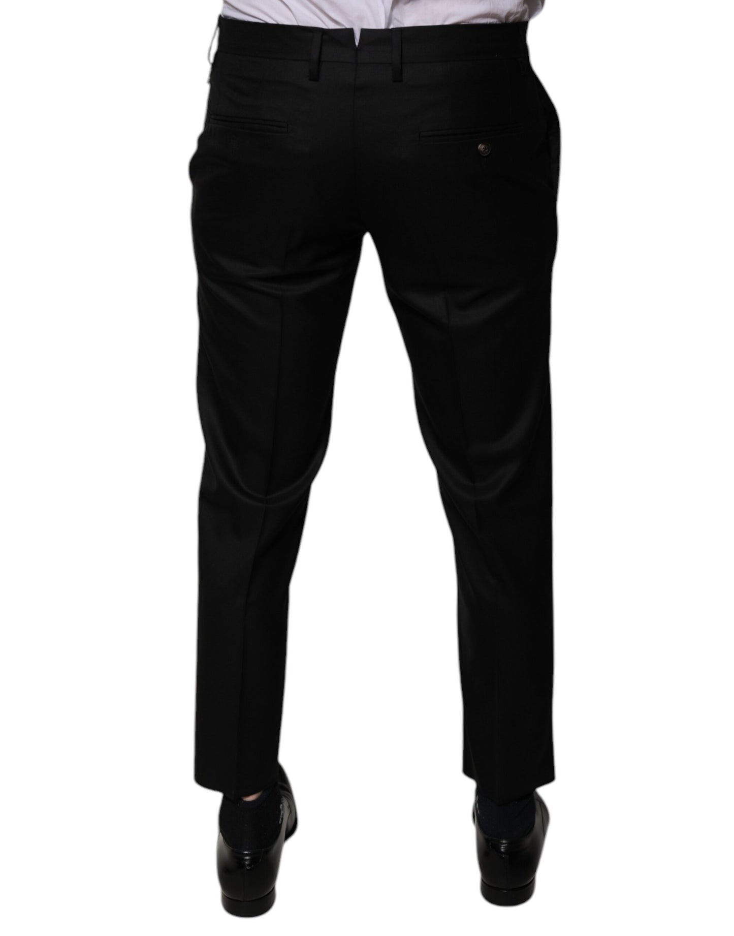 Dolce &amp; Gabbana Black Wool Tapered Formal Dress Pants