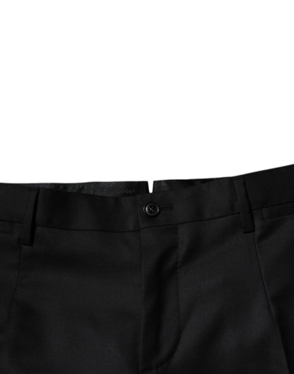 Dolce &amp; Gabbana Black Wool Tapered Formal Dress Pants