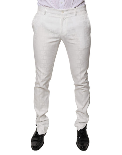 Dolce &amp; Gabbana White Cotton Tapered Formal Dress Pants