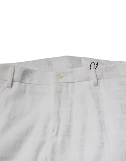 Dolce &amp; Gabbana White Cotton Tapered Formal Dress Pants