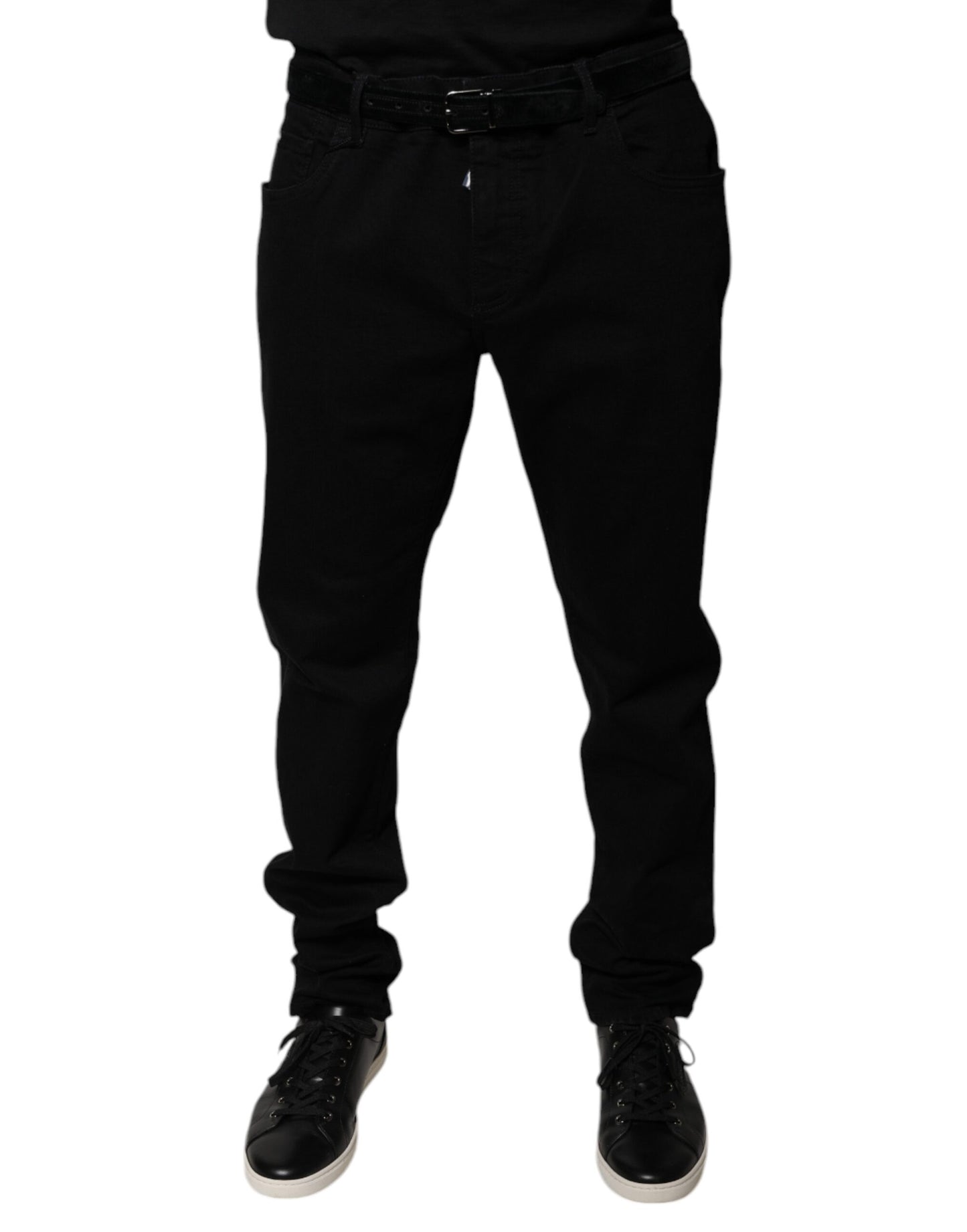 Dolce &amp; Gabbana Black Logo Cotton Stretch Skinny Denim Jeans