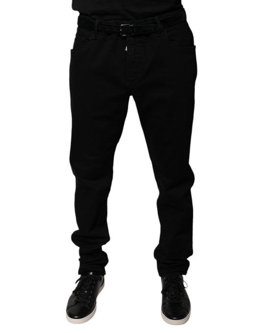 Dolce &amp; Gabbana Black Logo Cotton Stretch Skinny Denim Jeans