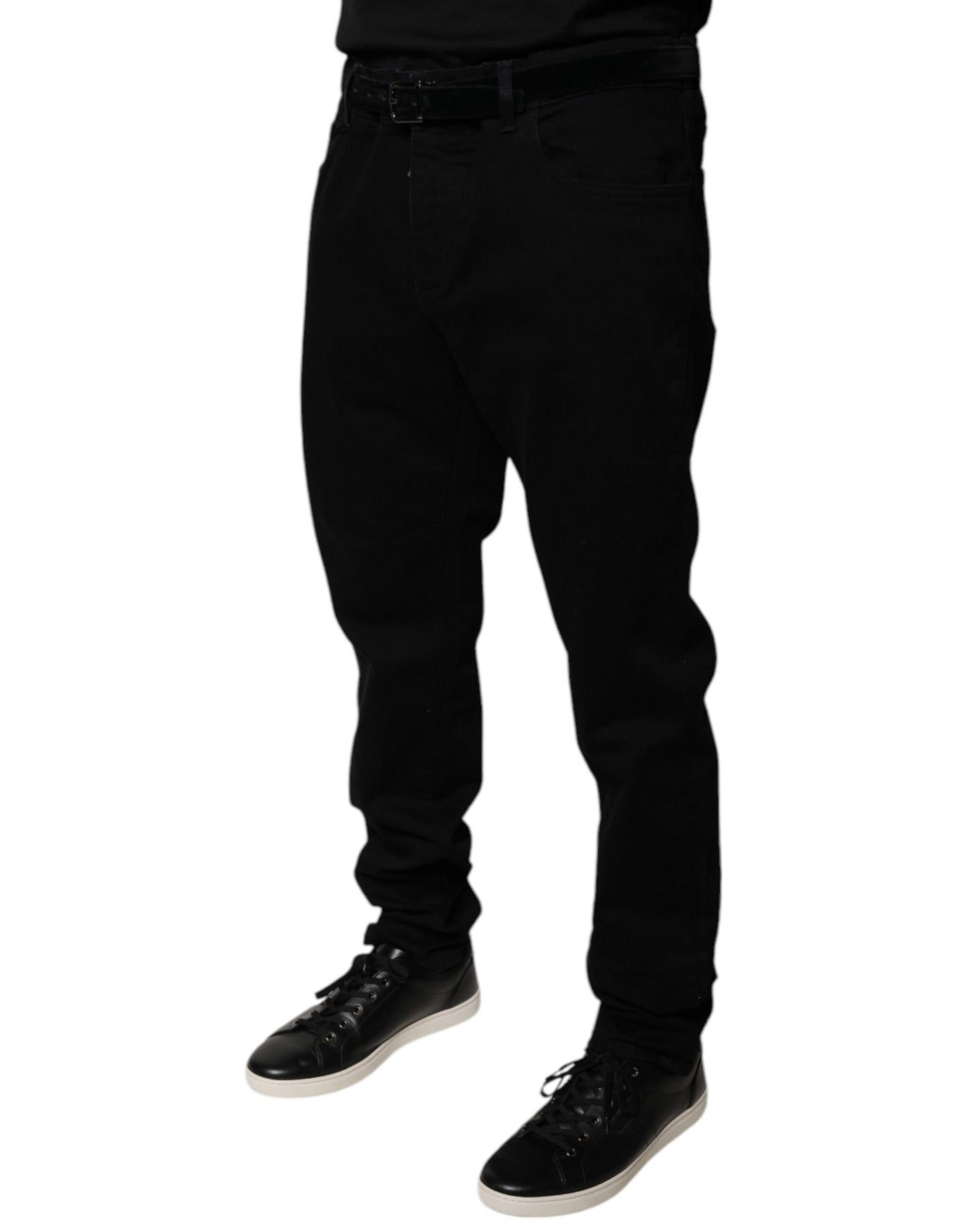Dolce &amp; Gabbana Black Logo Cotton Stretch Skinny Denim Jeans