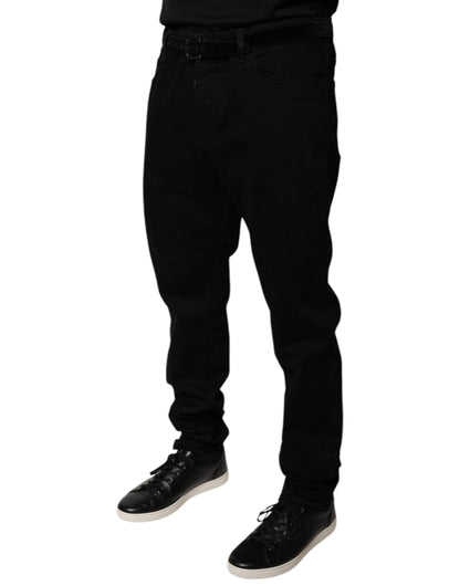 Dolce &amp; Gabbana Black Logo Cotton Stretch Skinny Denim Jeans