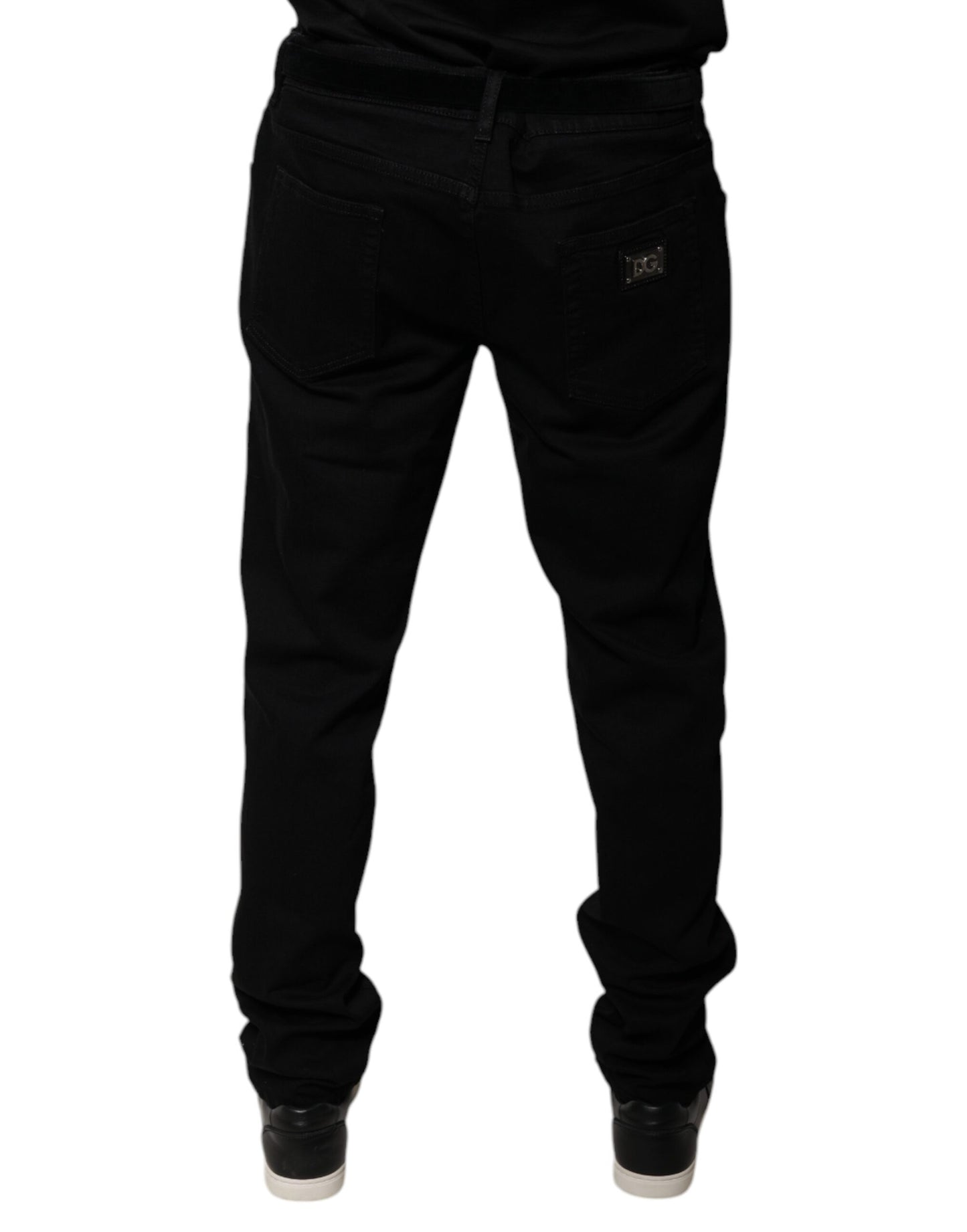 Dolce &amp; Gabbana Black Logo Cotton Stretch Skinny Denim Jeans