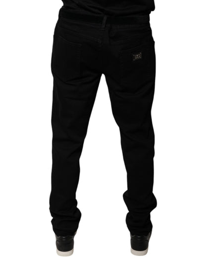 Dolce &amp; Gabbana Black Logo Cotton Stretch Skinny Denim Jeans