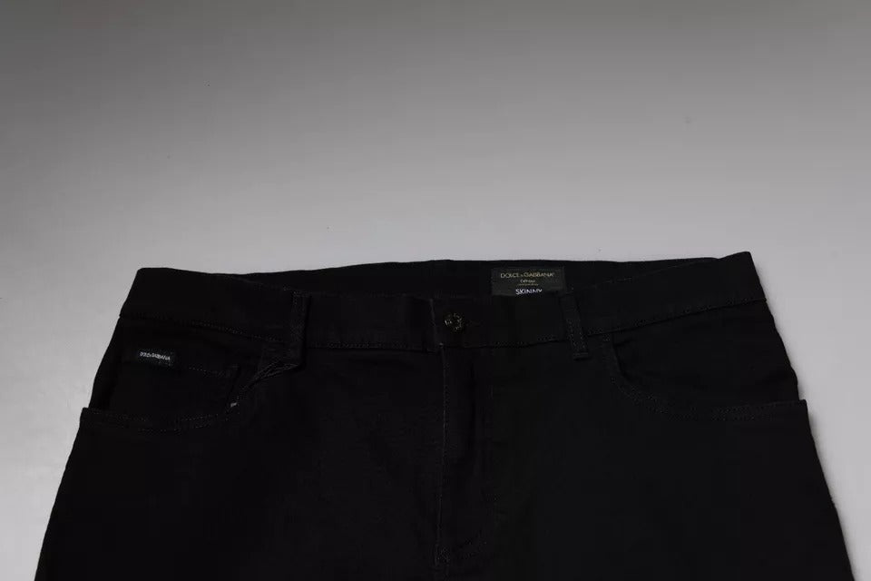 Dolce &amp; Gabbana Black Logo Cotton Stretch Skinny Denim Jeans